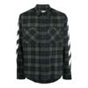 SS21 Stripe Printing Plaid flannel Long Sleeves Shirt Green