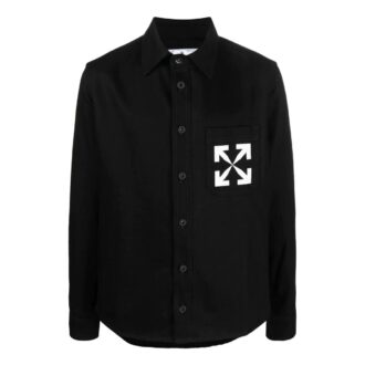 SS22 Arrow Logo Pattern Denim Long Sleeves Shirt Black