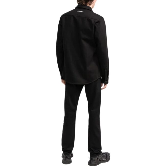 SS22 Arrow Logo Pattern Denim Long Sleeves Shirt Black