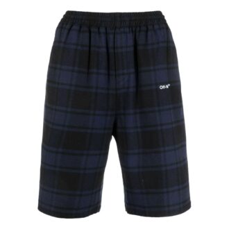SS22 Arrow Pattern Printing Plaid Shorts Blue