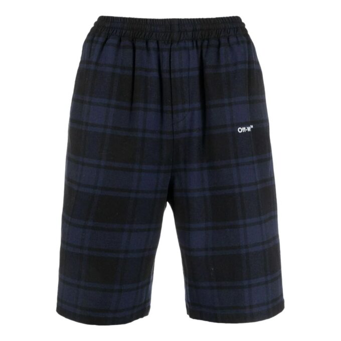 SS22 Arrow Pattern Printing Plaid Shorts Blue