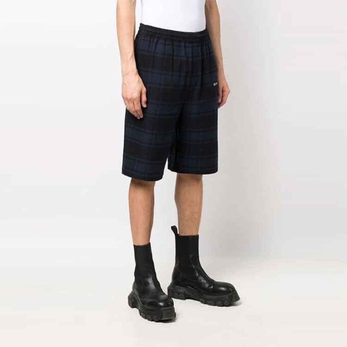 SS22 Arrow Pattern Printing Plaid Shorts Blue
