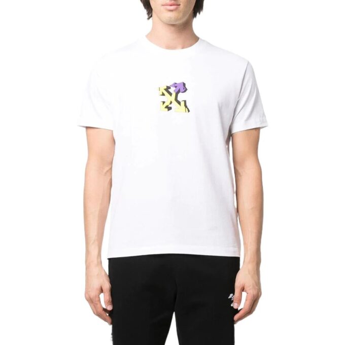 SS22 Geometry Arrow Printing Cotton Short Sleeve White