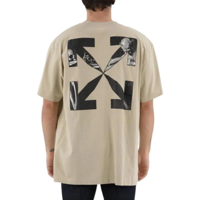 SS22 Geometry Arrow Printing Round Neck Short Sleeve Beige