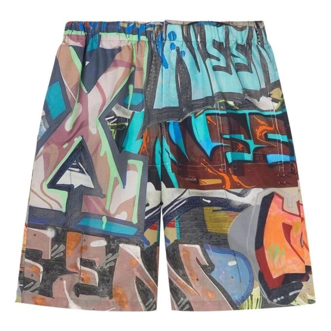 SS22 Graffiti Full Print Printing Shorts Ordinary Version Multi-Color