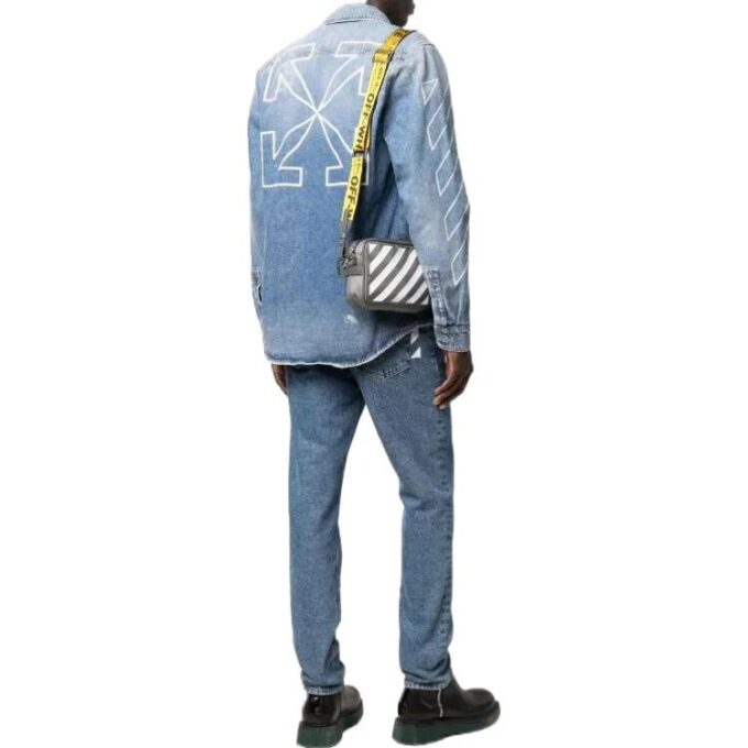 SS22 Printing Logo Denim Long Sleeves Shirt Ordinary Version Blue