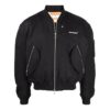 SS22 Printing Zipper Long Sleeves aviator Jacket Black