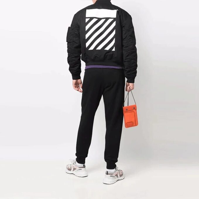 SS22 Printing Zipper Long Sleeves aviator Jacket Black