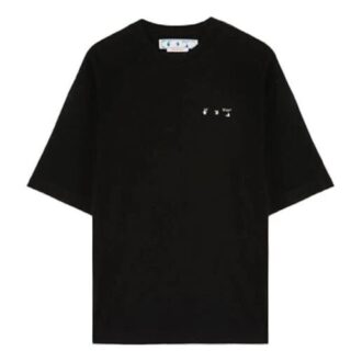 SS22 Round Neck Pullover Back Logo Pattern Short Sleeve Loose Fit Black