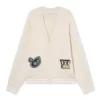 Star Logo Diagonal Varsity Knit Cardigan