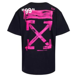 Stencil SS Over Tee “Black Fuchsia Pink”