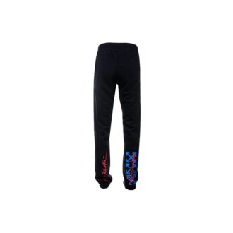Street Style Cotton Oversized Logo Pants Men Black
