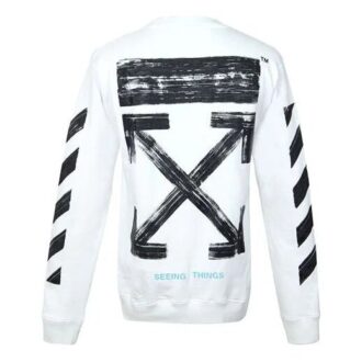Stripe Cotton Round Neck Long Sleeves Slim Fit Version White
