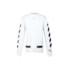 Stripe Cotton Round Neck Long Sleeves Slim Fit Version White
