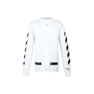 Stripe Cotton Round Neck Long Sleeves Slim Fit Version White
