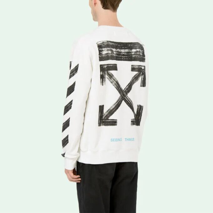 Stripe Cotton Round Neck Long Sleeves Slim Fit Version White
