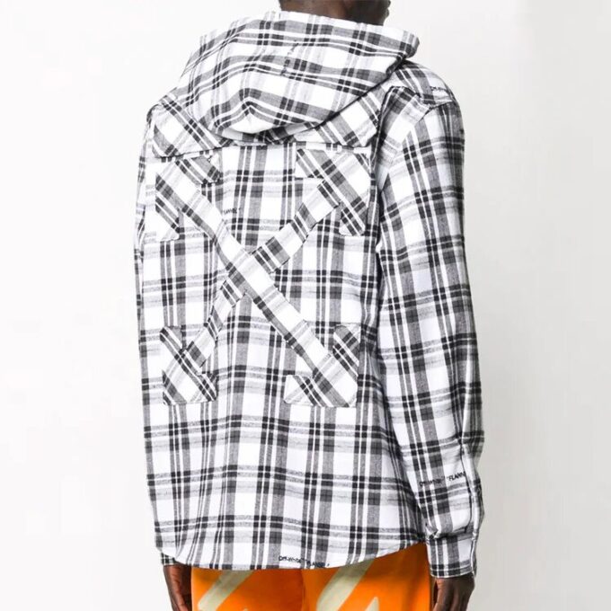 Stripe Hooded Long-sleeve Shirt Unisex White