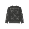 Stripe Logo Embroidered Loose Round Neck Black