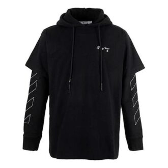 Stripe Logo Printing Sleeve Loose Fit Black