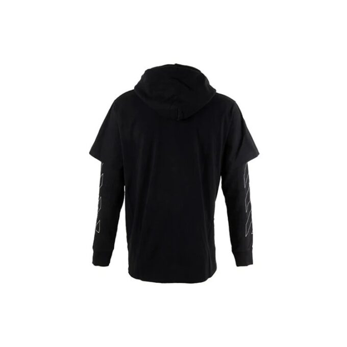 Stripe Logo Printing Sleeve Loose Fit Black