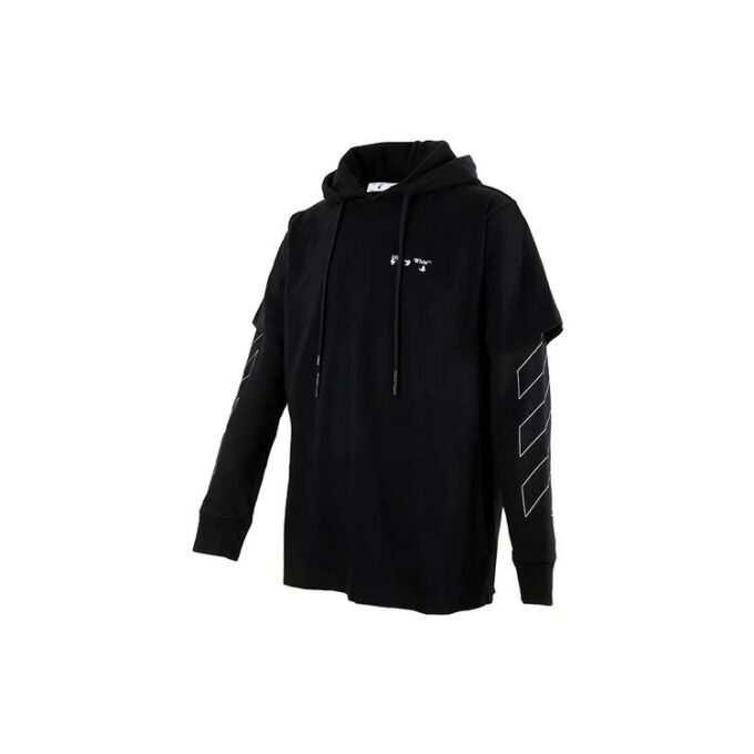 Stripe Logo Printing Sleeve Loose Fit Black