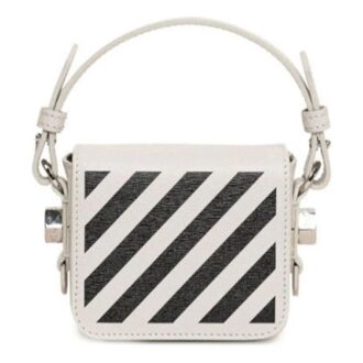 Stripe Mini Shoulder Messenger Bag White