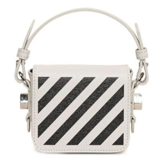 Stripe Mini Shoulder Messenger Bag White