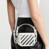 Stripe Mini Shoulder Messenger Bag White