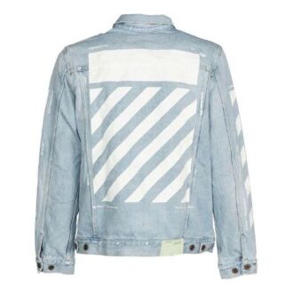 Stripe Printing Denim Jacket Blue