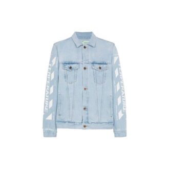 Stripe Printing Denim Jacket Blue