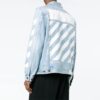 Stripe Printing Denim Jacket Blue