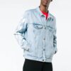 Stripe Printing Denim Jacket Blue
