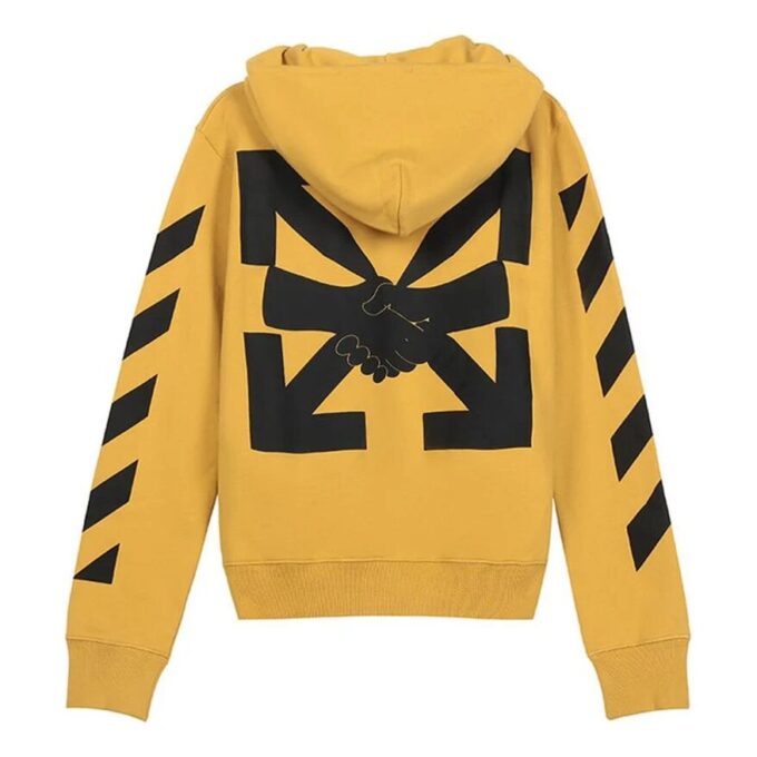 Stripe Printing hooded Drawstring Version Yellow