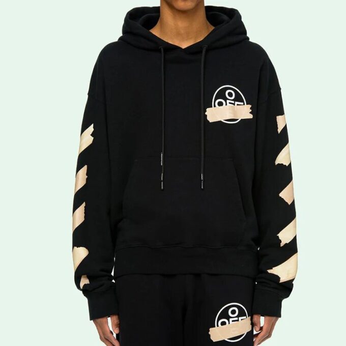 Tape Arrows Over Hoodie “Black/Beige”