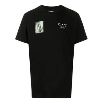 The Kiss Printing Pattern Short Sleeve Black