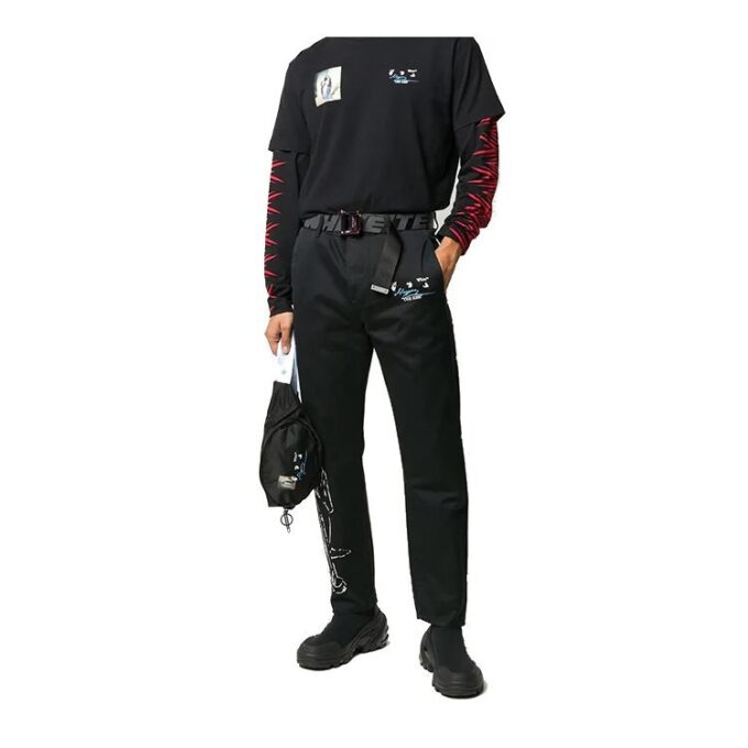 The Kiss Printing Pattern Short Sleeve Black