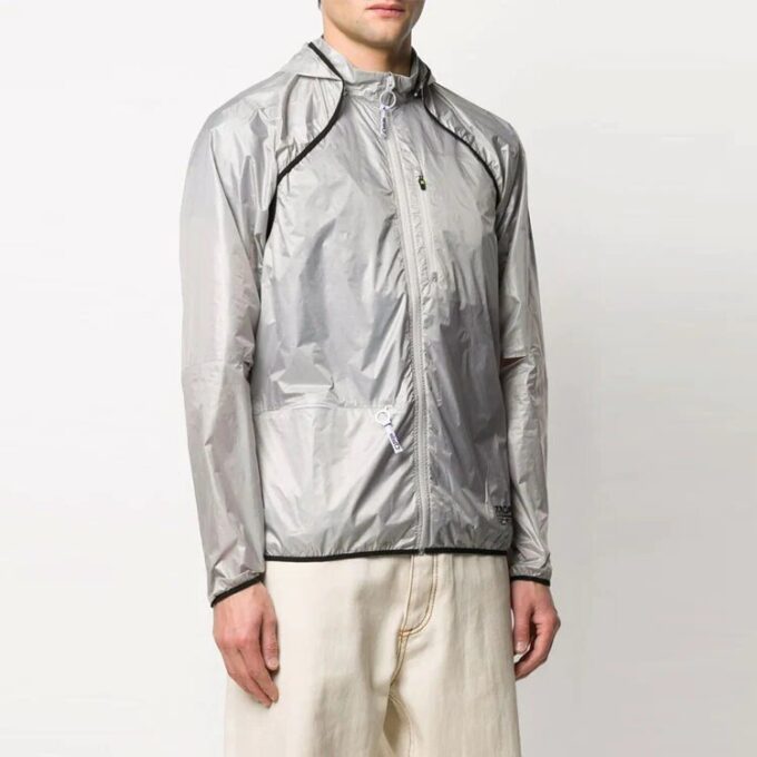 Thin and light hooded Zipper Jacket Loose Fit light grey