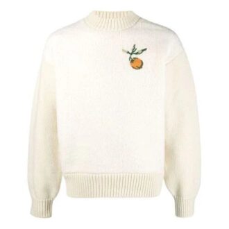 Unisex Printing Round-neck Knitted Sweaters Ivory