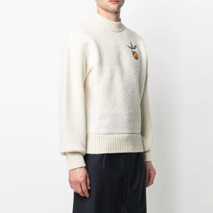 Unisex Printing Round-neck Knitted Sweaters Ivory