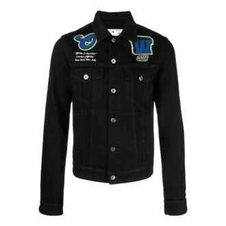 Varsity Patch Denim Jacket “Black Blue”