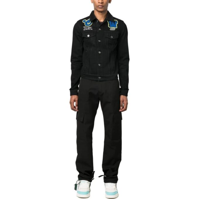 Varsity Patch Denim Jacket “Black Blue”