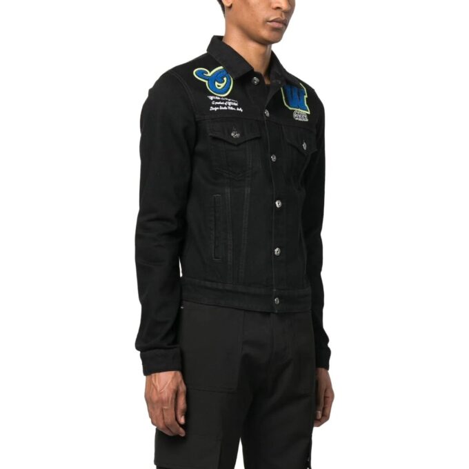 Varsity Patch Denim Jacket “Black Blue”