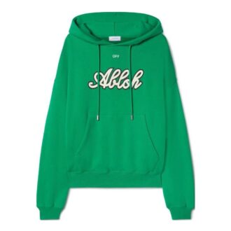 Varsity-Print Cotton Hoodie “College Green”