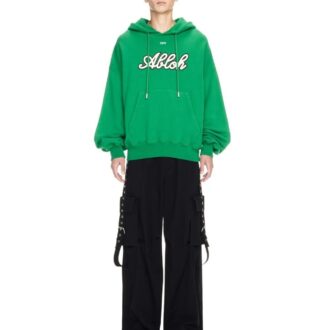 Varsity-Print Cotton Hoodie “College Green”