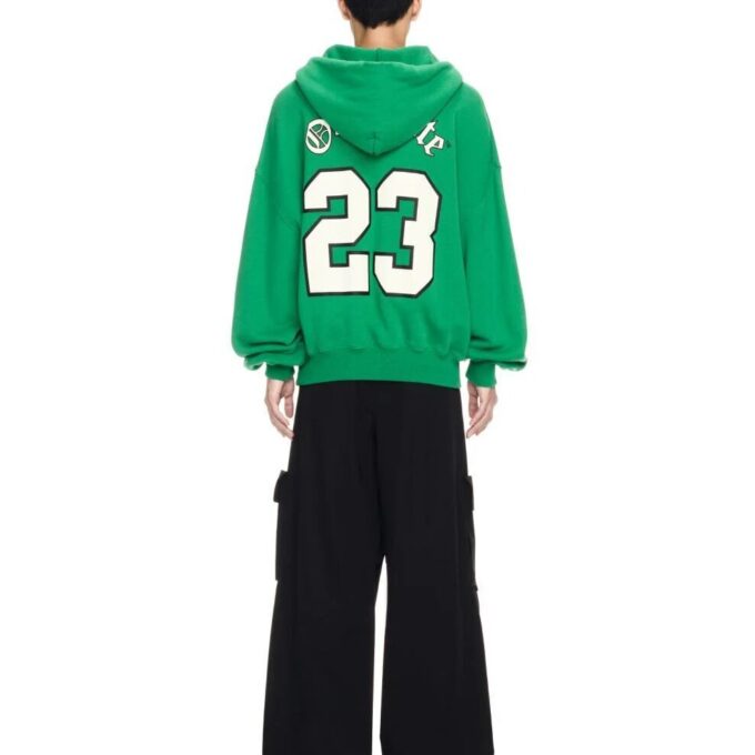 Varsity-Print Cotton Hoodie “College Green”