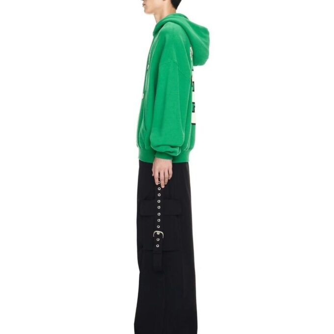 Varsity-Print Cotton Hoodie “College Green”