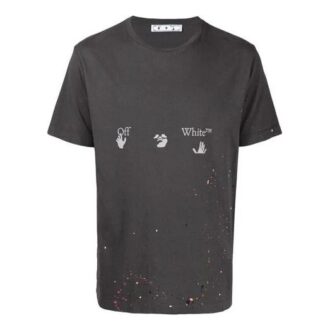 Vintage Paint Splatter Short-Sleeve Tee “Magnet White”