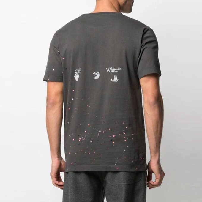 Vintage Paint Splatter Short-Sleeve Tee “Magnet White”
