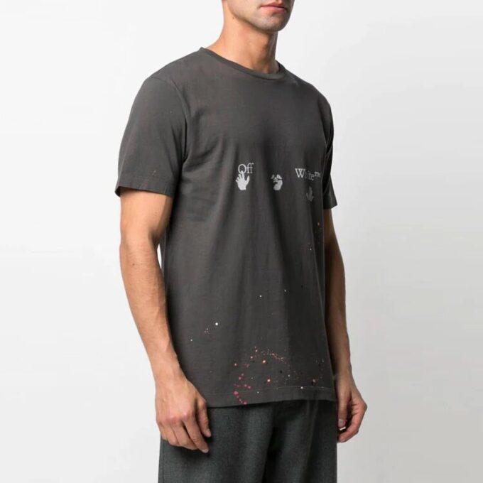 Vintage Paint Splatter Short-Sleeve Tee “Magnet White”