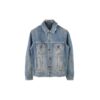 Vintage Printed Gradient Arrow Distress Denim Jacket Blue